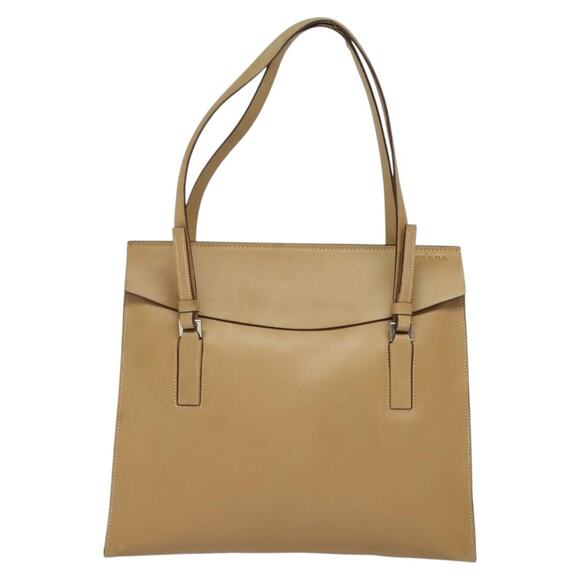 PRADA Shoulder Bag Leather Beige - Picture 2 of 12